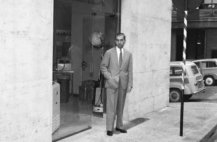 Framed Print : Lucky Luciano Posing in Front of His Store Framed Print : Lucky Luciano Posing in Front of His Store