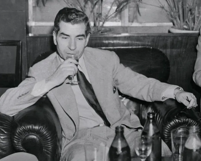 Framed Print : Lucky Luciano Sipping Wine Framed Print : Lucky Luciano Sipping Wine