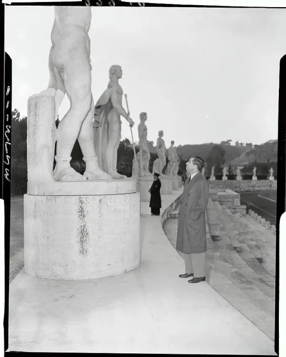Framed Print : Lucky Luciano at Statue-Studded Mussolini Forum Framed Print : Lucky Luciano at Statue-Studded Mussolini Forum