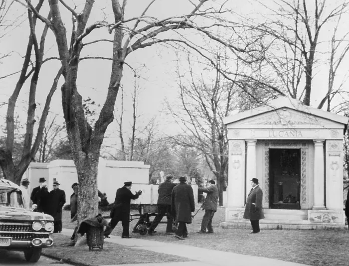 Framed Print : Lucky Luciano's Coffin is Interred in Family Mausoleum Framed Print : Lucky Luciano's Coffin is Interred in Family Mausoleum