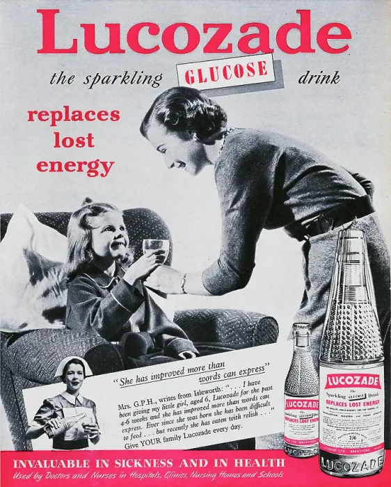 Framed Print : Lucozade. 1954: Advertisement for Lucozade with the caption the sparkling Framed Print : Lucozade. 1954: Advertisement for Lucozade with the caption the sparkling