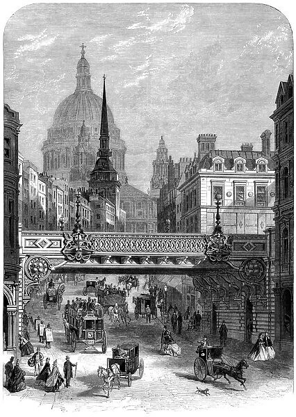 Ludgate Hill railway bridge, St Pauls Cathedral, Illustrated London News
