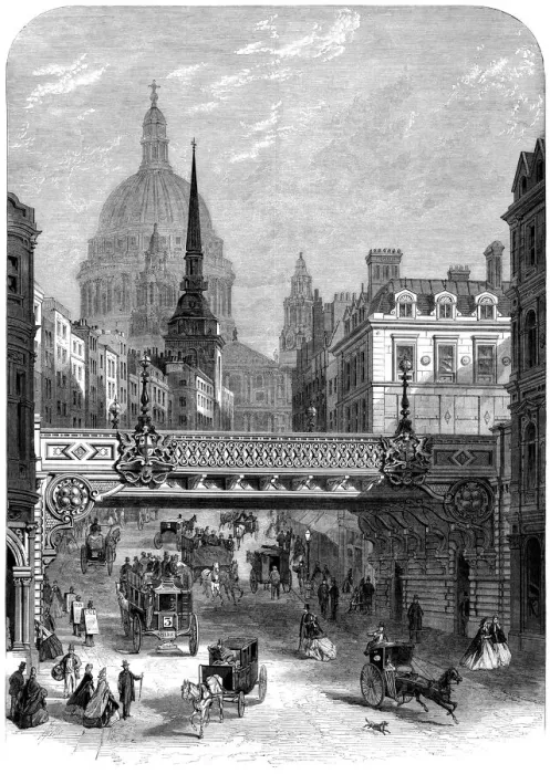 Framed Print : Ludgate Hill railway bridge, St Pauls Cathedral, Illustrated London News Framed Print : Ludgate Hill railway bridge, St Pauls Cathedral, Illustrated London News