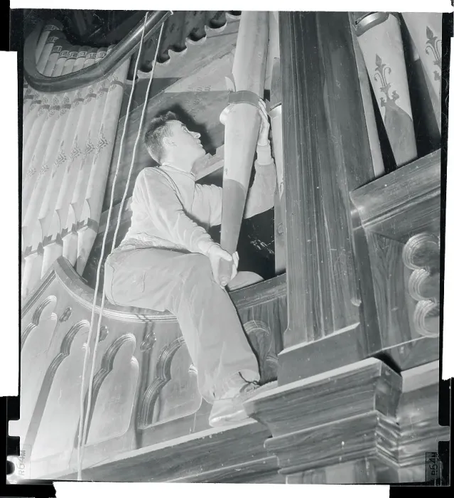 Framed Print : Ludwig Hellriegel Repairing Pipe Organ Framed Print : Ludwig Hellriegel Repairing Pipe Organ