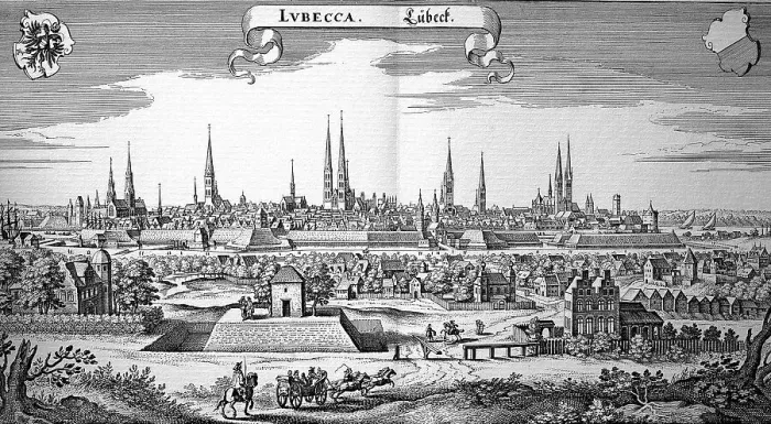 Framed Print : Luebeck in the Middle Ages, Schleswig-Holstein, Germany, Historical, digital reproduction of an original from the 19th century, original date unknown Framed Print : Luebeck in the Middle Ages, Schleswig-Holstein, Germany, Historical, digital reproduction of an original from the 19th century, original date unknown