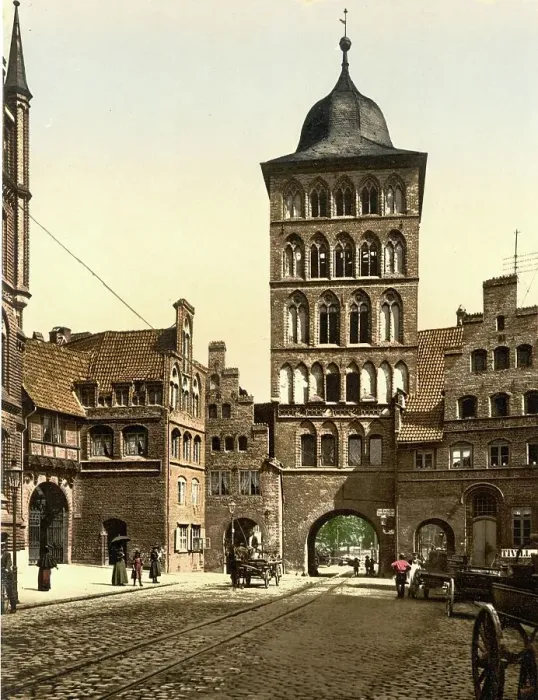 Framed Print : Luebeck, Schleswig-Holstein, Germany, Historic, digitally restored reproduction of a photochromic print from the 1890s Framed Print : Luebeck, Schleswig-Holstein, Germany, Historic, digitally restored reproduction of a photochromic print from the 1890s