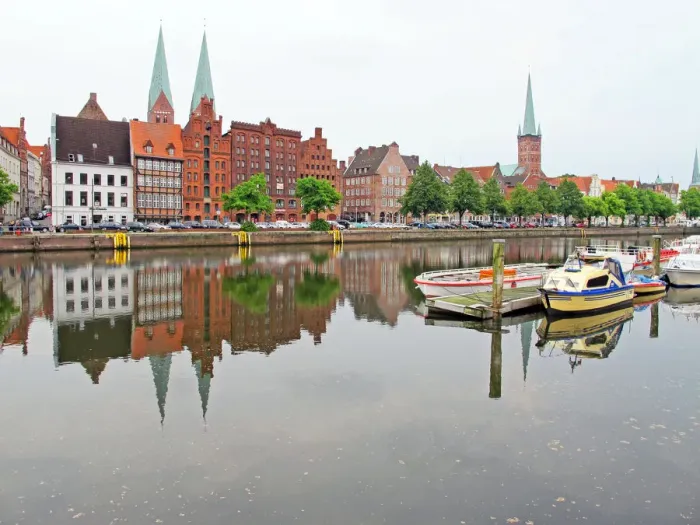 Framed Print : Luebeck seen across the river Trave Framed Print : Luebeck seen across the river Trave