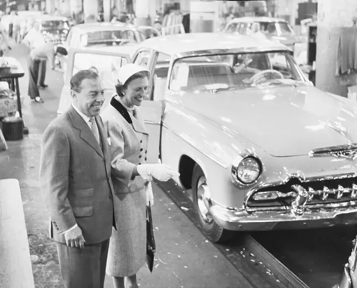 Framed Print : Luis DeSoto and Wife at Automobile Plant Framed Print : Luis DeSoto and Wife at Automobile Plant