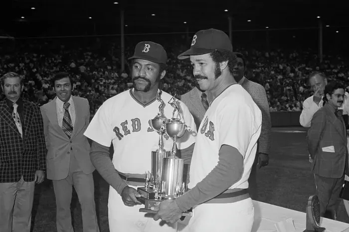 Framed Print : Luis Tiant & Juan Marichal W / Trophies Framed Print : Luis Tiant & Juan Marichal W / Trophies