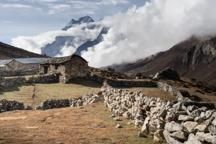 Framed Print : Lumde village in the morning, Everest region Framed Print : Lumde village in the morning, Everest region