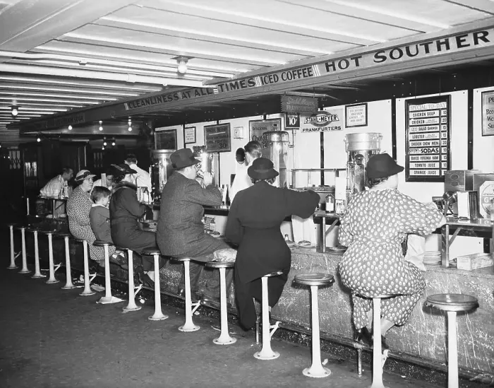 Framed Print : Lunch Counter in New York City Subway Station Framed Print : Lunch Counter in New York City Subway Station