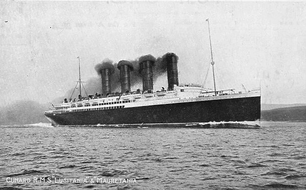 Lusitania. 1907: The British merchant ship Lusitania at sea