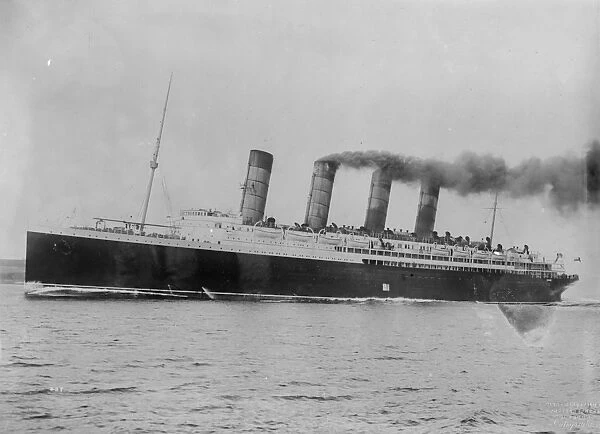 Lusitania. circa 1914: The British steamship, Lusitania sunk by a German