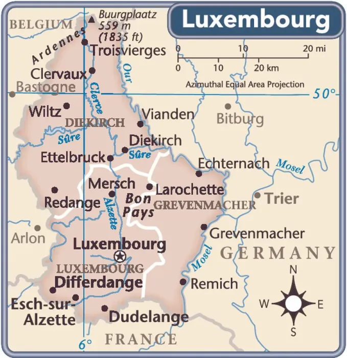 Framed Print : Luxembourg country map Framed Print : Luxembourg country map