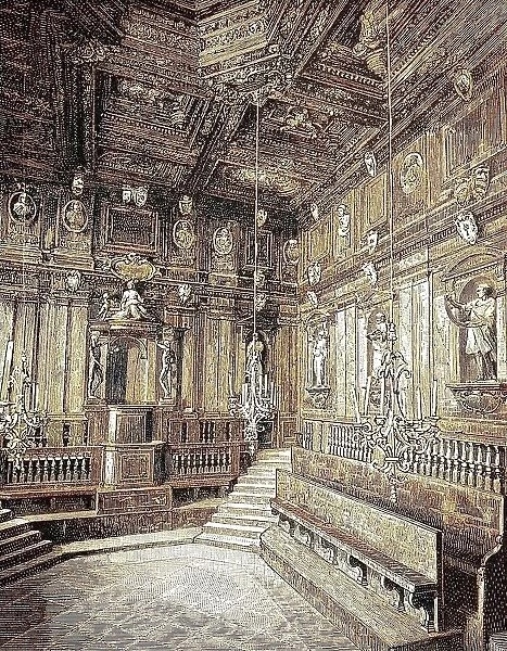 Lyceum of Anatomy in the old University of Bologna, 1870, Italy, digitally restored reproduction of an original 19th century master, exact original date not known