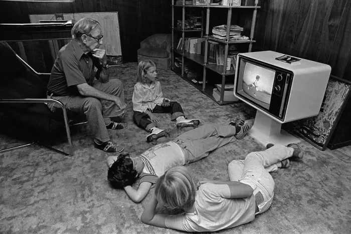 Framed Print : Lydon Allin Watching Watergate on Television Framed Print : Lydon Allin Watching Watergate on Television