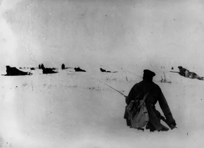 Framed Print : Lying Low. circa 1916: Russian soldiers in the Carpathians