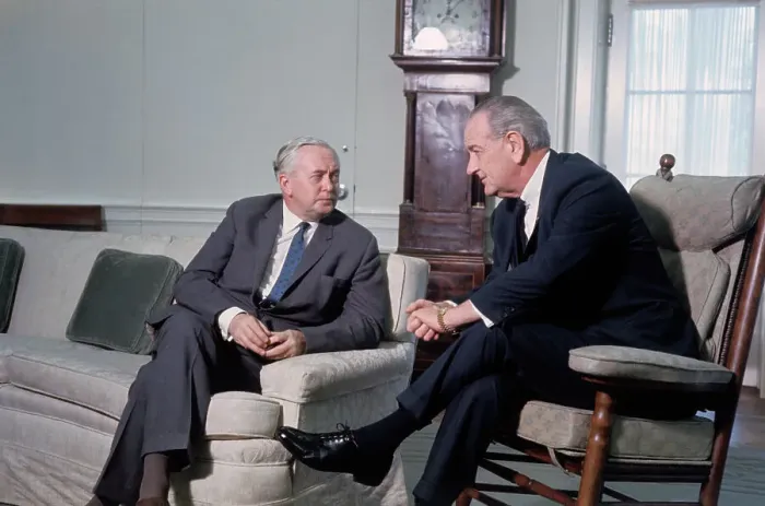 Framed Print : Lyndon B. Johnson Conversing with British Prime Minister Framed Print : Lyndon B. Johnson Conversing with British Prime Minister