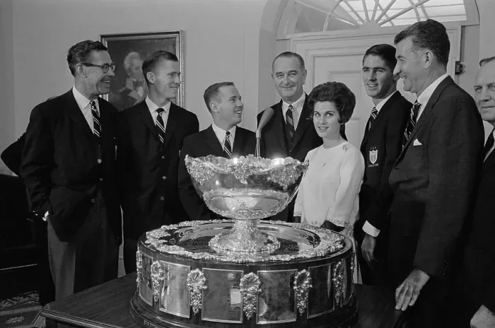 Framed Print : Lyndon B. Johnson with Davis Cup Team