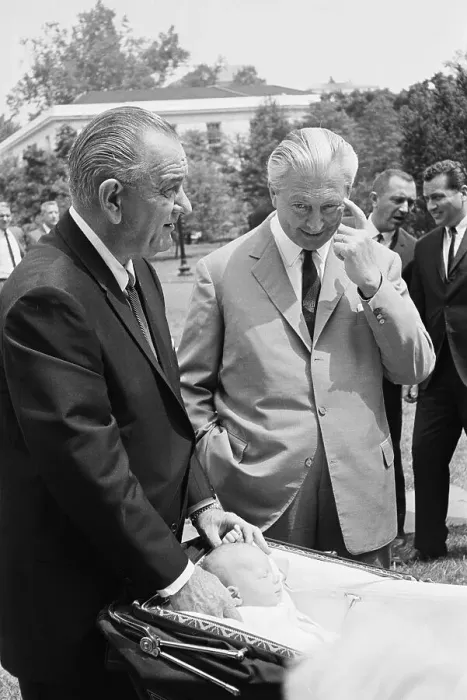 Framed Print : Lyndon B. Johnson Introducing His Infant Grandson Framed Print : Lyndon B. Johnson Introducing His Infant Grandson