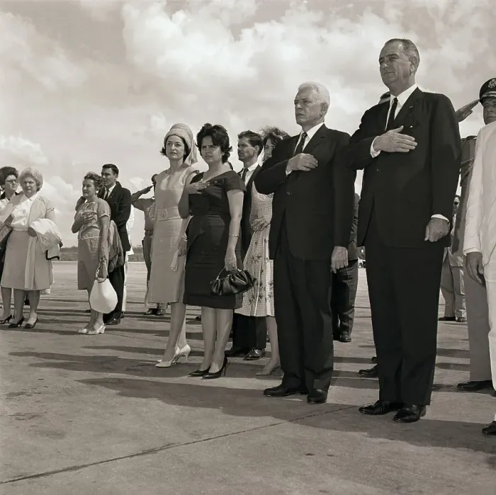 Framed Print : Lyndon B. Johnson and Juan Bosch Saluting Framed Print : Lyndon B. Johnson and Juan Bosch Saluting