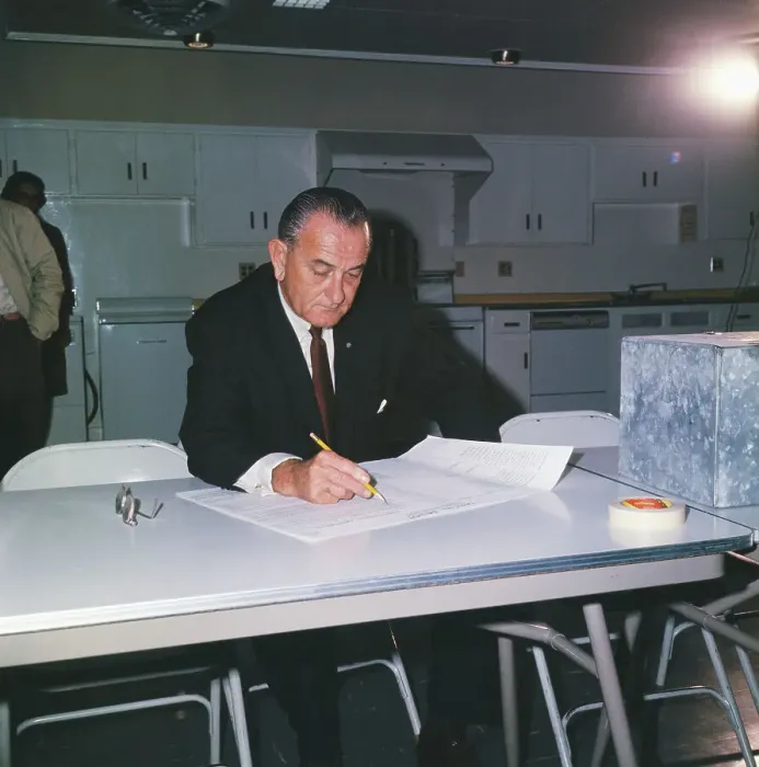 Framed Print : Lyndon B. Johnson Marking His Ballot Framed Print : Lyndon B. Johnson Marking His Ballot