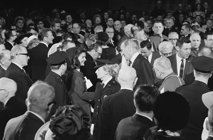 Framed Print : Lyndon B. Johnson Pausing in Crowd to Greet Jacqueline Kennedy Framed Print : Lyndon B. Johnson Pausing in Crowd to Greet Jacqueline Kennedy
