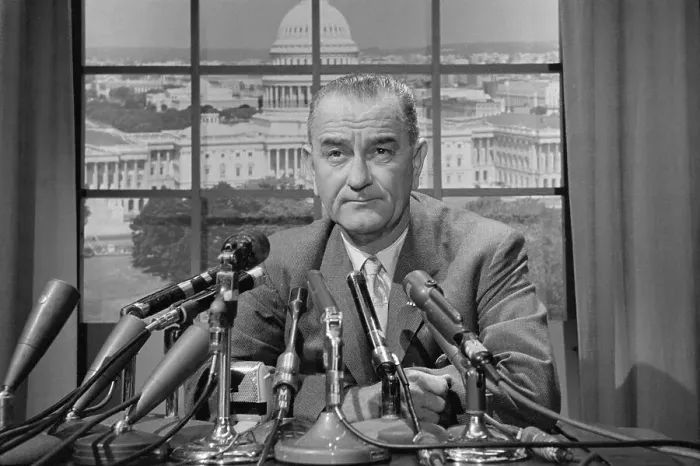 Framed Print : Lyndon B. Johnson at Press Conference Framed Print : Lyndon B. Johnson at Press Conference
