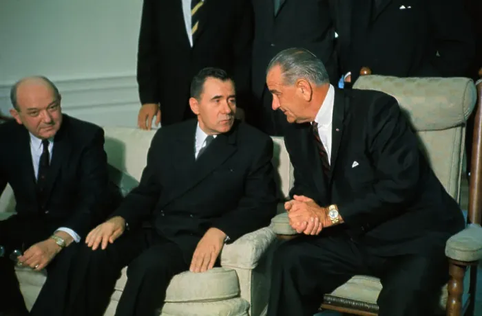 Framed Print : Lyndon B. Johnson Sitting with Andrei Gromyko Framed Print : Lyndon B. Johnson Sitting with Andrei Gromyko
