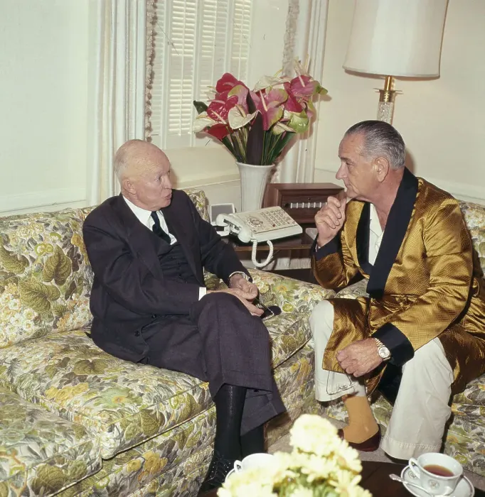 Framed Print : Lyndon B. Johnson Sitting and Talking with Dwight D. Eisenhower Framed Print : Lyndon B. Johnson Sitting and Talking with Dwight D. Eisenhower