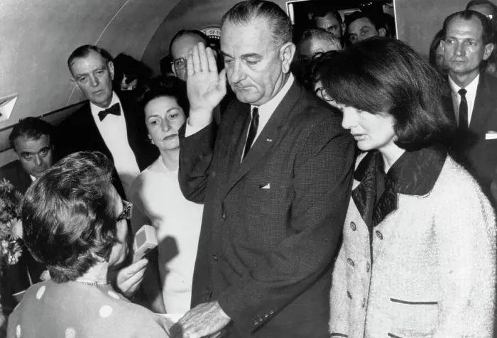 Framed Print : Lyndon B. Johnson Taking Presidential Oath Framed Print : Lyndon B. Johnson Taking Presidential Oath