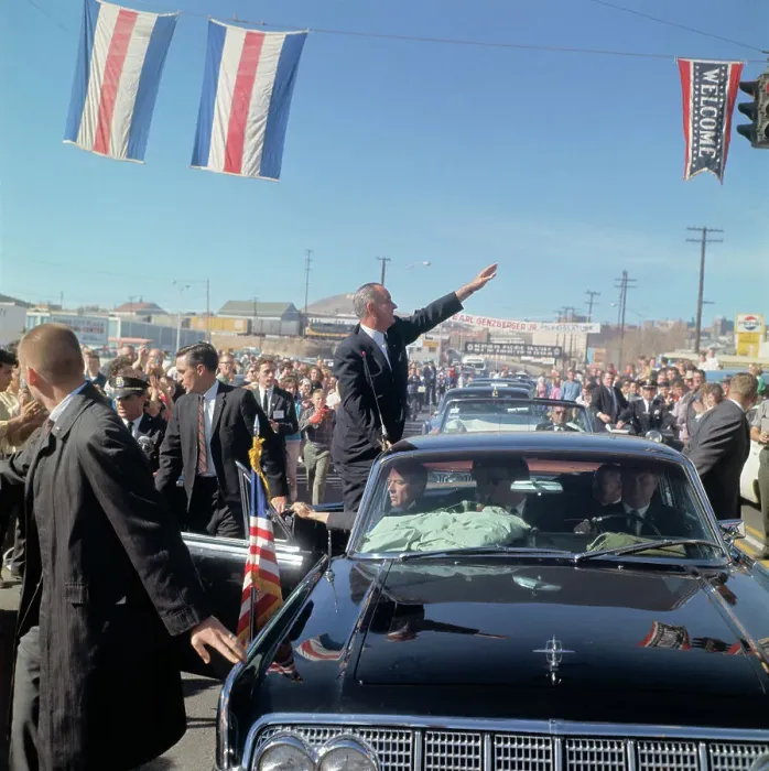 Framed Print : Lyndon B. Johnson Waving to Crowd Framed Print : Lyndon B. Johnson Waving to Crowd
