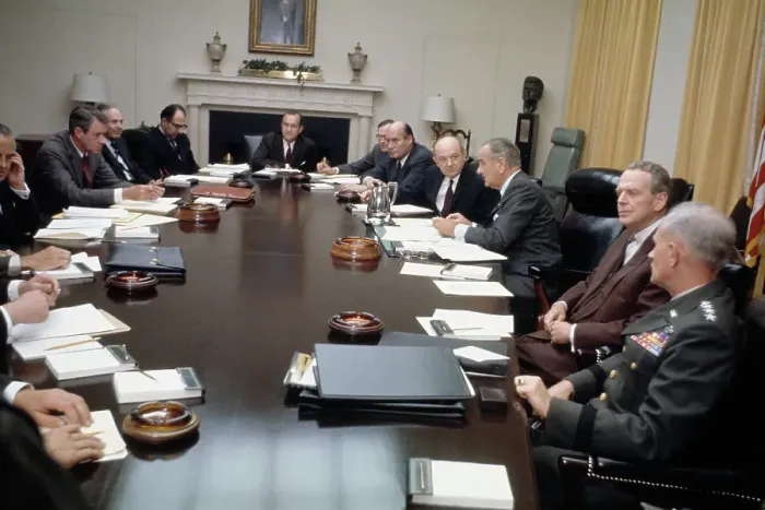 Framed Print : Lyndon Johnson With Advisors Framed Print : Lyndon Johnson With Advisors