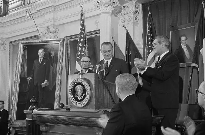 Framed Print : Lyndon Johnson Being Applauded