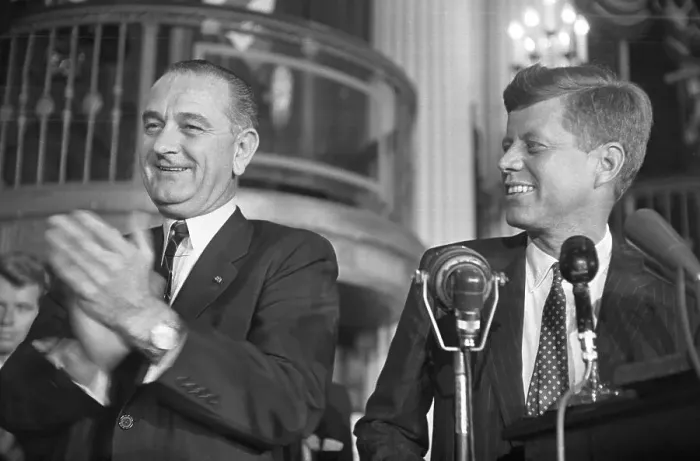 Framed Print : Lyndon Johnson Clapping For John Kennedy Framed Print : Lyndon Johnson Clapping For John Kennedy