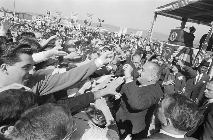 Framed Print : Lyndon Johnson Engulfed By Hands Framed Print : Lyndon Johnson Engulfed By Hands