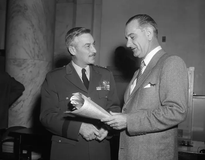 Framed Print : Lyndon Johnson and General John B Med