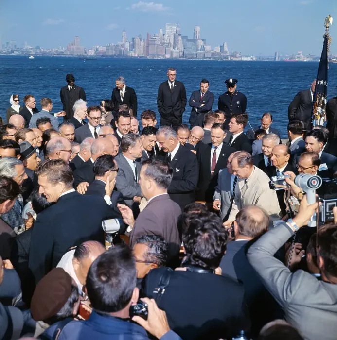 Framed Print : Lyndon Johnson Greeting Nelson Rockefeller Framed Print : Lyndon Johnson Greeting Nelson Rockefeller