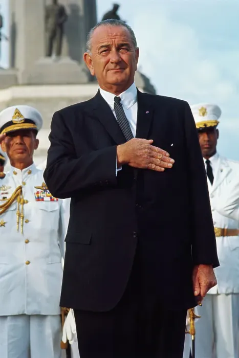 Framed Print : Lyndon Johnson with His Hand over His Heart