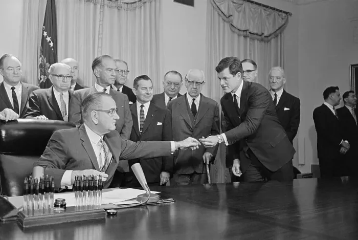 Framed Print : Lyndon Johnson Handing Over Pen Framed Print : Lyndon Johnson Handing Over Pen