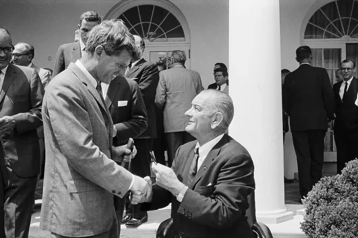 Framed Print : Lyndon Johnson Handing Pen To R. Kennedy Framed Print : Lyndon Johnson Handing Pen To R. Kennedy
