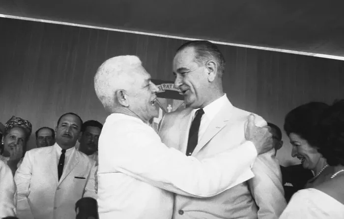 Framed Print : Lyndon Johnson Hugs Juan Bosch Framed Print : Lyndon Johnson Hugs Juan Bosch