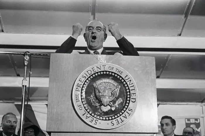 Framed Print : Lyndon Johnson Making Forceful Gesture Framed Print : Lyndon Johnson Making Forceful Gesture