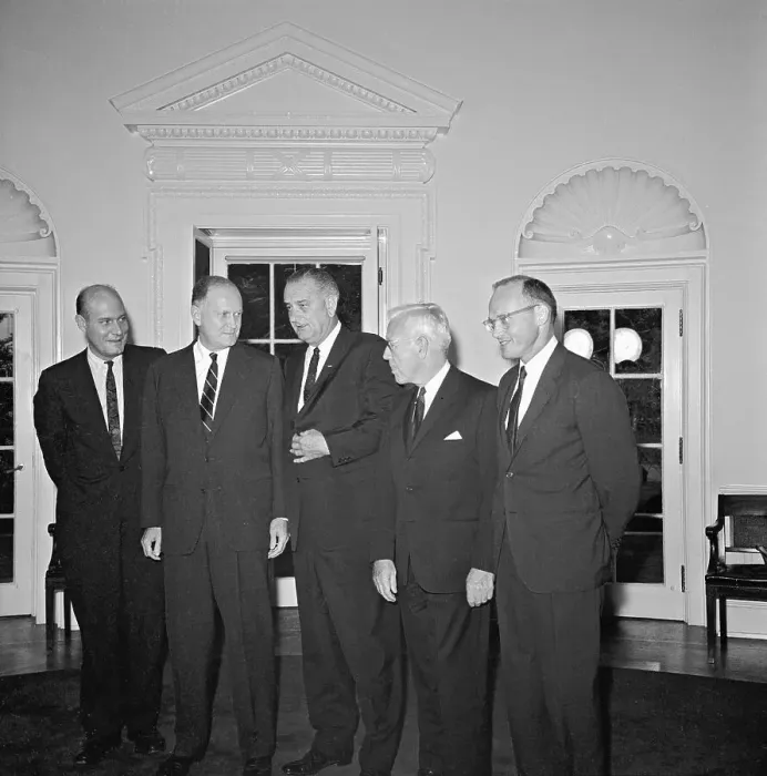 Framed Print : Lyndon Johnson Meeting with Special Committee Framed Print : Lyndon Johnson Meeting with Special Committee