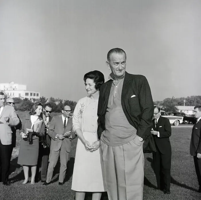 Framed Print : Lyndon Johnson Outside With Lady Bird Framed Print : Lyndon Johnson Outside With Lady Bird