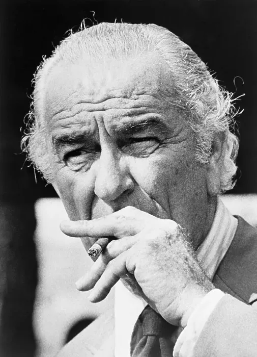 Framed Print : Lyndon Johnson Smoking a Cigar Framed Print : Lyndon Johnson Smoking a Cigar