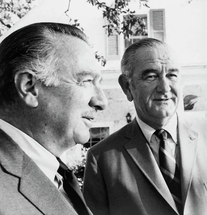 Framed Print : Lyndon Johnson Talking to Walter Cronkite Framed Print : Lyndon Johnson Talking to Walter Cronkite