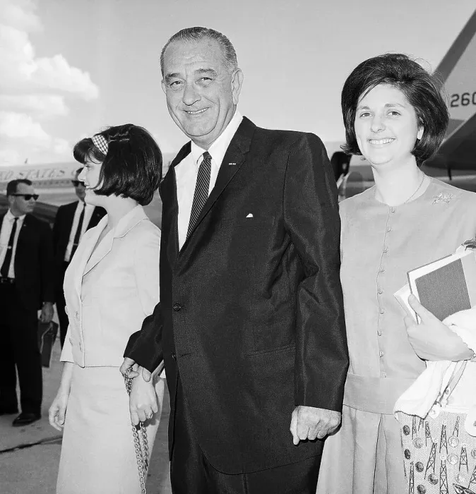 Framed Print : Lyndon and Lady Bird Johnson Arriving