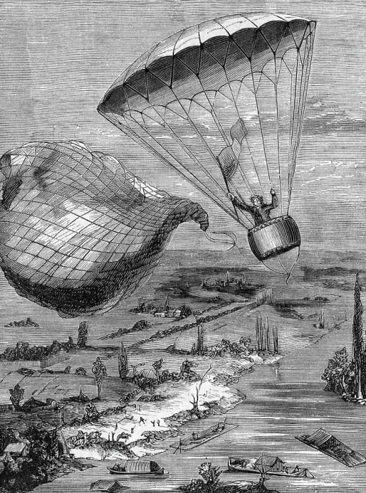 Framed Print : M. Garnerin In A Parachute, Illustration Framed Print : M. Garnerin In A Parachute, Illustration