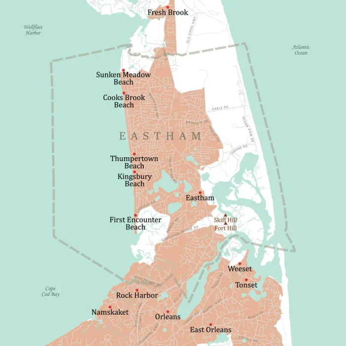 Framed Print : MA Barnstable Eastham Vector Road Map Framed Print : MA Barnstable Eastham Vector Road Map